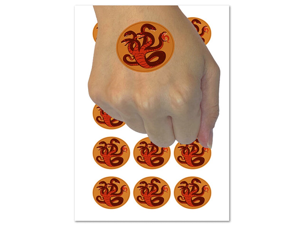 Hydra Snake Monster Mythical Creature Temporary Tattoo Water Resistant Fake Body Art Set Collection (1 Sheet)